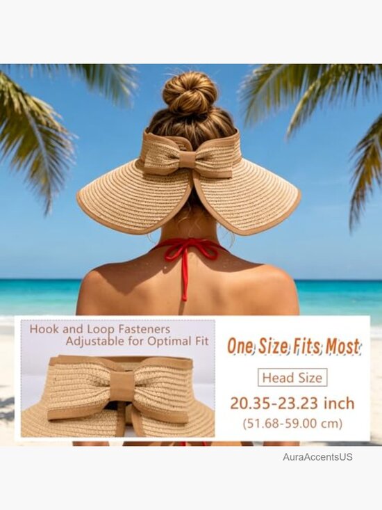Straw Wide Brim Packable Sun Hat with UV Protection main image 6